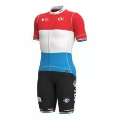 ALE Completo Alé Groupama-FDJ 2022 Luxembourg Champion PR-System Rosso Bianco Azzurro