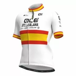 ALE Maglia Alé BTC Ljubljana Pro Cycling Team 2021 Spanish Champion Manica Corta Giallo Rosa Donna