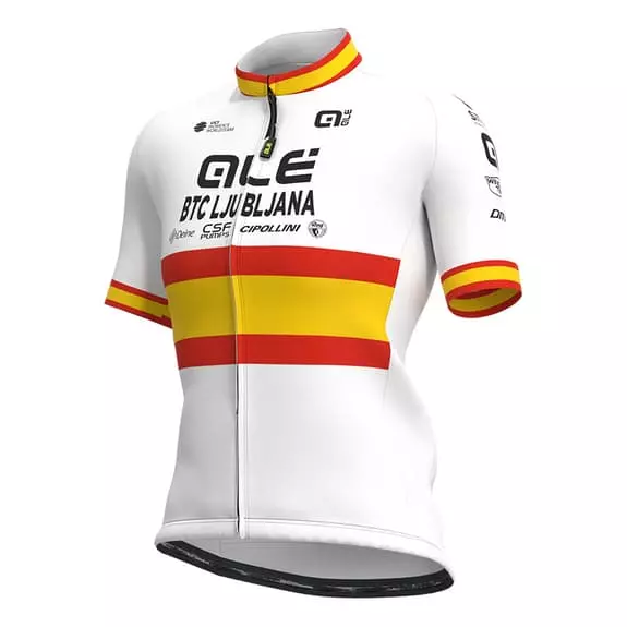 ALE Maglia Alé BTC Ljubljana Pro Cycling Team 2021 Spanish Champion Manica Corta Giallo Rosa Donna 1 ALE Maglia Alé BTC Ljubljana Pro Cycling Team 2021 Spanish Champion Manica Corta Giallo Rosa Donna