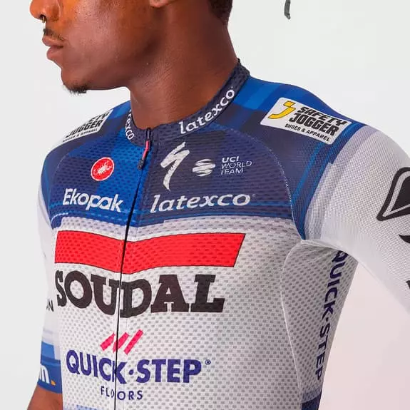 Castelli Maglia Soudal Quick-Step 2023 Climber's 3.1 Rosso Corsa Manica Corta Blu Bianco 3 Castelli Maglia Soudal Quick-Step 2023 Climber's 3.1 Rosso Corsa Manica Corta Blu Bianco - immagine 3