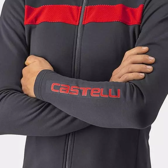 Maglia Castelli Puro 3 Manica Lunga Grigio Scuro Rosso Riflettente 6 Maglia Castelli Puro 3 Manica Lunga Grigio Scuro Rosso Riflettente - immagine 6