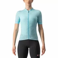 Maglia Castelli Promessa Jacquard Manica Corta Blu Celeste Donna