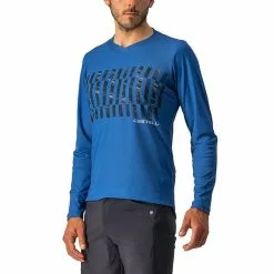 Maglia Castelli Trail Tech Manica Lunga Blu Argento Blu Marino