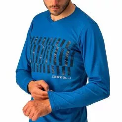 Maglia Castelli Trail Tech Manica Lunga Blu Argento Blu Marino -Negozio online Maglie ciclismo Italia ca 4522009 417 003