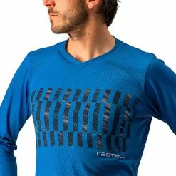 Maglia Castelli Trail Tech Manica Lunga Blu Argento Blu Marino -Negozio online Maglie ciclismo Italia ca 4522009 417 004