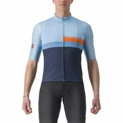 Maglia Castelli A Blocco Manica Corta Blu Arancio