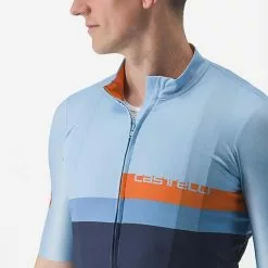 Maglia Castelli A Blocco Manica Corta Blu Arancio -Negozio online Maglie ciclismo Italia ca 4522017 482 005