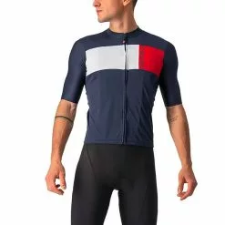 Maglia Castelli Prologo 7 Manica Corta Blu Marino Argento Rosso