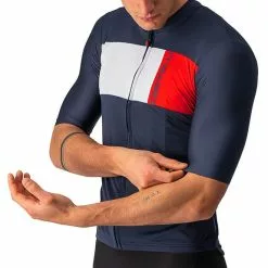 Maglia Castelli Prologo 7 Manica Corta Blu Marino Argento Rosso -Negozio online Maglie ciclismo Italia ca 4522023 414 004