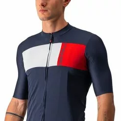Maglia Castelli Prologo 7 Manica Corta Blu Marino Argento Rosso -Negozio online Maglie ciclismo Italia ca 4522023 414 006