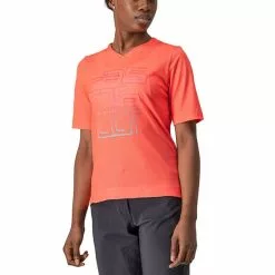Maglia Castelli Trail Tech Manica Corta Rosso Corallo Donna