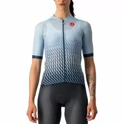 Maglia Castelli Climber's 2.0 Rosso Corsa Manica Corta Azzurro Blu Scuro Donna