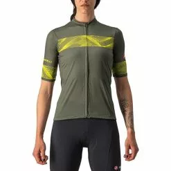 Maglia Castelli Fenice Manica Corta Verde Scuro Giallo Donna