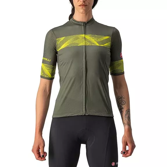 Maglia Castelli Fenice Manica Corta Verde Scuro Giallo Donna 1 Maglia Castelli Fenice Manica Corta Verde Scuro Giallo Donna