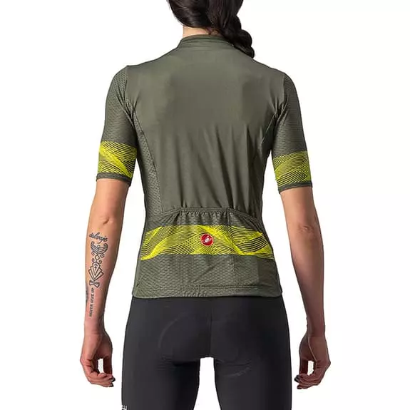 Maglia Castelli Fenice Manica Corta Verde Scuro Giallo Donna 2 Maglia Castelli Fenice Manica Corta Verde Scuro Giallo Donna - immagine 2