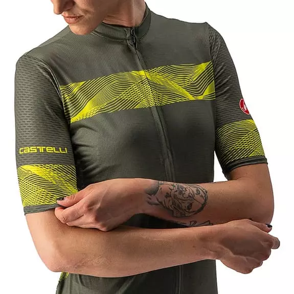 Maglia Castelli Fenice Manica Corta Verde Scuro Giallo Donna 3 Maglia Castelli Fenice Manica Corta Verde Scuro Giallo Donna - immagine 3