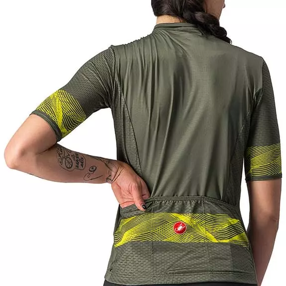 Maglia Castelli Fenice Manica Corta Verde Scuro Giallo Donna 4 Maglia Castelli Fenice Manica Corta Verde Scuro Giallo Donna - immagine 4