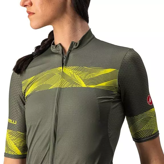 Maglia Castelli Fenice Manica Corta Verde Scuro Giallo Donna 5 Maglia Castelli Fenice Manica Corta Verde Scuro Giallo Donna - immagine 5
