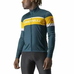 Maglia Castelli Passista Manica Lunga Turchese Oro