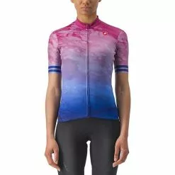 Maglia Castelli Marmo Manica Corta Lilla Blu Donna