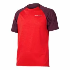 Maglia Endura SingleTrack Manica Corta Rosso Chiaro Lilla
