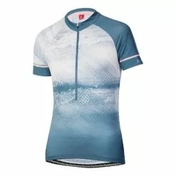 Loeffler Maglia Löffler Half Zip Grunge Manica Corta Blu Bianco Donna