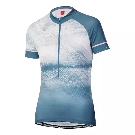 Loeffler Maglia Löffler Half Zip Grunge Manica Corta Blu Bianco Donna 1 Loeffler Maglia Löffler Half Zip Grunge Manica Corta Blu Bianco Donna