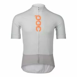 Maglia POC Essential Road Logo Manica Corta Bianco Grigio Arancione