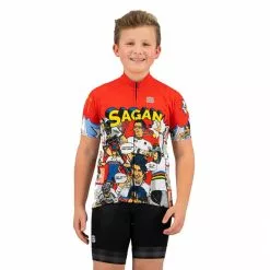 Maglia Sportful Super Peter Manica Corta Rosso Multicolor Bambini