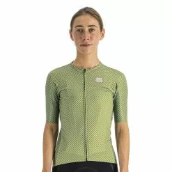 Maglia Sportful Checkmate Manica Corta Verde Chiaro Grigio Donna