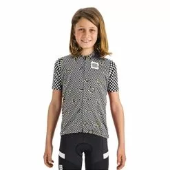 Maglia Sportful Checkmate Manica Corta Bianco Nero Giallo Bambino