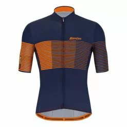 Maglia Santini Tono Freccia Manica Corta Blu Navy Arancione - Taglio Slim