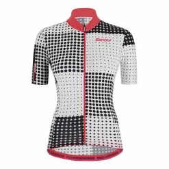 Maglia Santini Tono Sfera Manica Corta Bianco Nero Rosa Donna - Taglio Slim