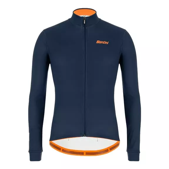 Maglia Santini Colore Manica Lunga Blu Scuro Arancione - Taglio Classic 1 Maglia Santini Colore Manica Lunga Blu Scuro Arancione - Taglio Classic