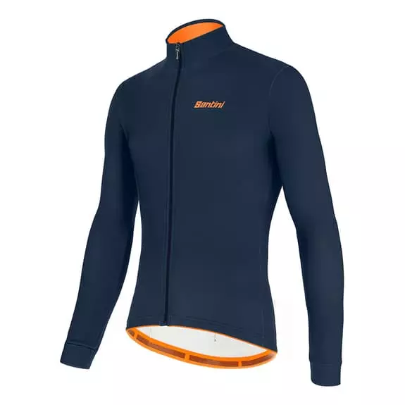 Maglia Santini Colore Manica Lunga Blu Scuro Arancione - Taglio Classic 2 Maglia Santini Colore Manica Lunga Blu Scuro Arancione - Taglio Classic - immagine 2