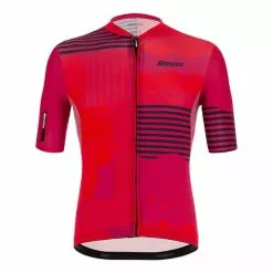Maglia Santini Delta Optic Polartec Manica Corta Rosso Viola Nero - Slim Fit