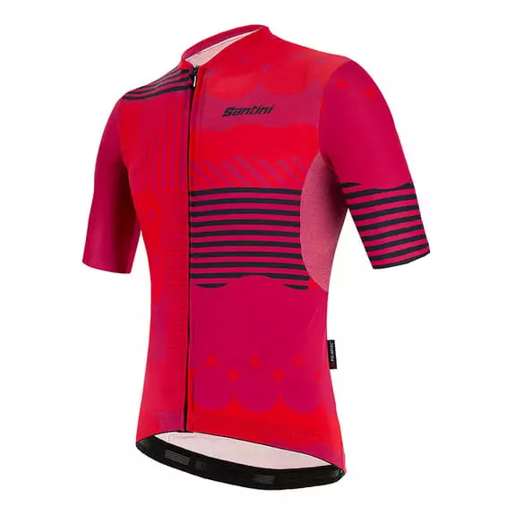 Maglia Santini Delta Optic Polartec Manica Corta Rosso Viola Nero - Slim Fit 2 Maglia Santini Delta Optic Polartec Manica Corta Rosso Viola Nero - Slim Fit - immagine 2