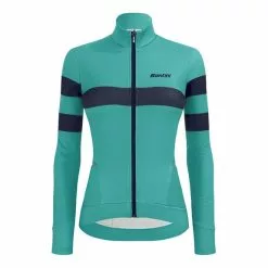 Maglia Santini Coral Bengal Manica Lunga Azzurro Nero Donna - Slim Fit