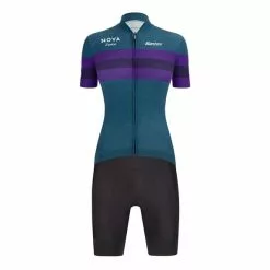 Completo Santini Nova Eroica Opera Full Zip Gravel Blu Nero Donna