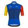 Maglia Santini Vincenzo Nibali Squalo Manica Corta Blu Rosso Giallo - Taglio Classic