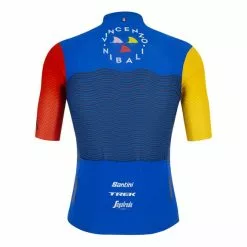 Maglia Santini Vincenzo Nibali Squalo Manica Corta Blu Rosso Giallo - Taglio Classic -Negozio online Maglie ciclismo Italia st re94075csqual 003