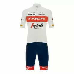 Santini Completo Trek-Segafredo 2022 Pro Team Bianco Rosso - Sleek Fit
